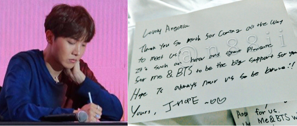 BTS J-Hope handwriting and personalities
