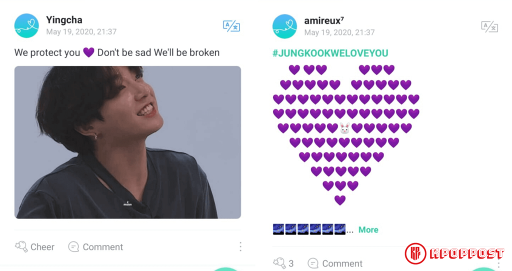 BTS Jungkook was negative on COVID-19 and get purple love from ARMY on WeVerse