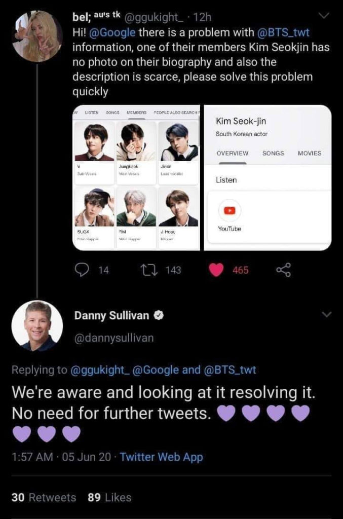 ARMY asked Google why Jin is put down