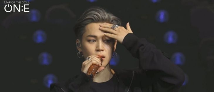 BTS jimin rubbed his forehead