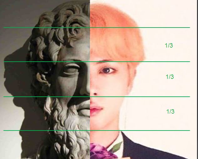 BTS Jin and Zeus photo comparison horizontally