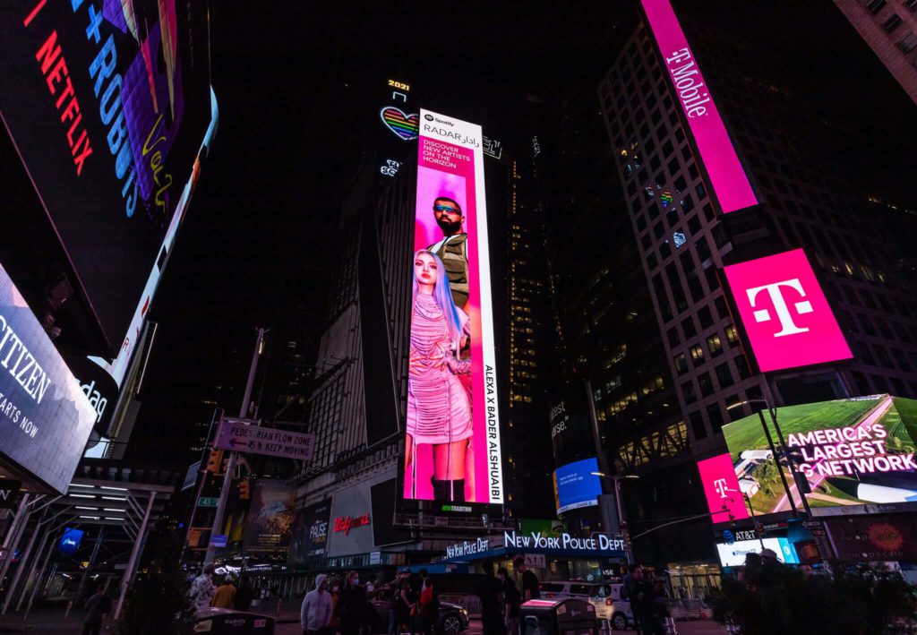 ▲ On May 26th, Spotify's RADAR x MENA collaboration was featured on the New York Times Square Billboard