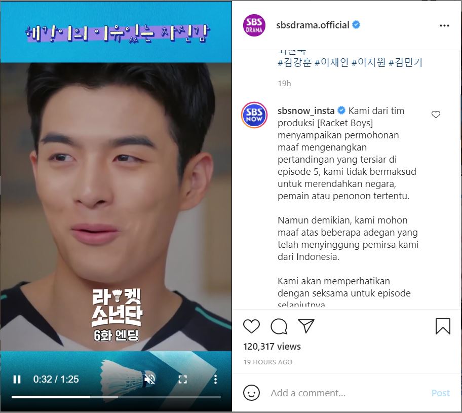 SBS Drama apologized to Indonesian netizens in the comment section.