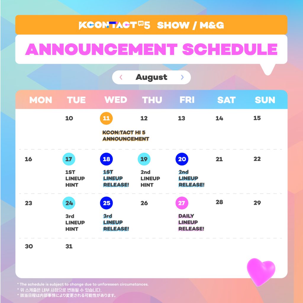 KCON:TACT HI 5 lineup artist schedule