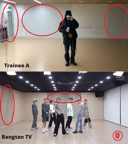 Trainee A and BTS practice in HYBE old building