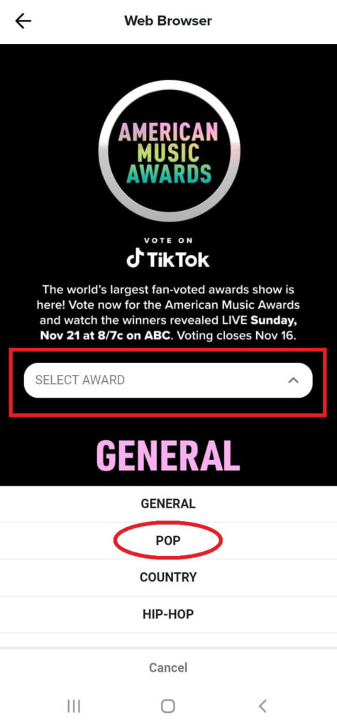 AMAs GENERAL Voting Page on TikTok