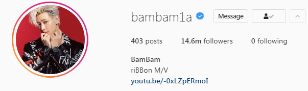 Kpop GOT7 Bambam most followers Instagram