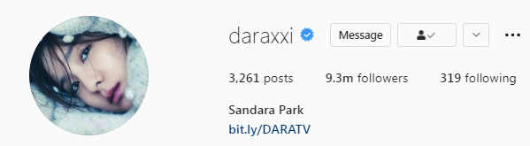 Sandara Park Instagram followers