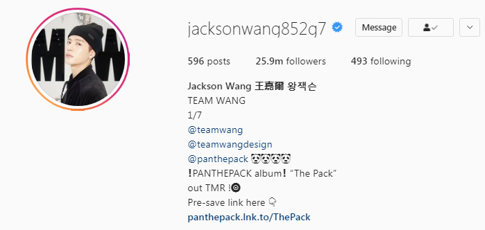 Most followed male kpop idols Jackson Wang Instagram