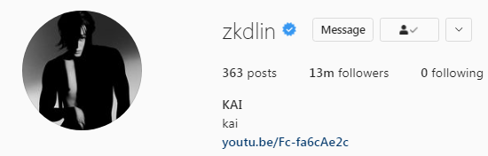 Most followed male kpop idols EXO Kai Instagram