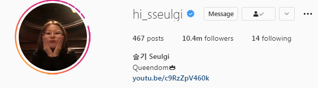 Red Velvet Seulgi Instagram followers