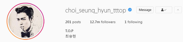 Kpop BigBang TOP most followers Instagram
