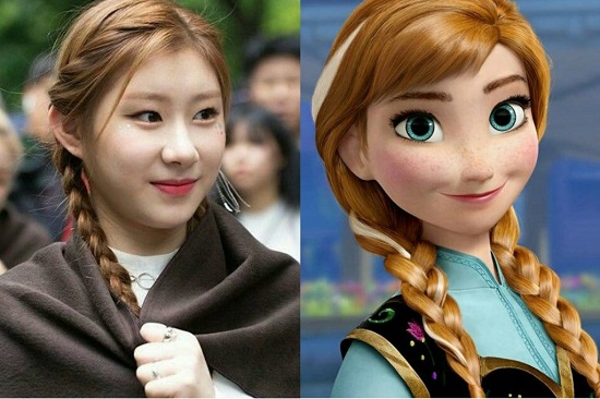 Kpop Idols ITZY Chaeryeong as Disney princess Anna