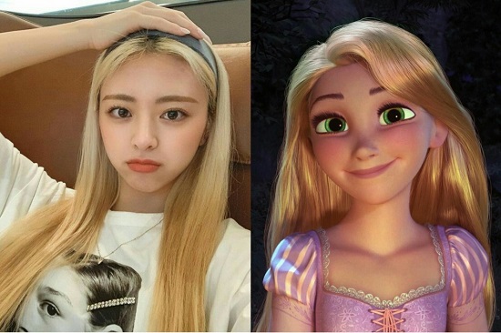Kpop female idols ITZY Yuna as Princess Rapunzel