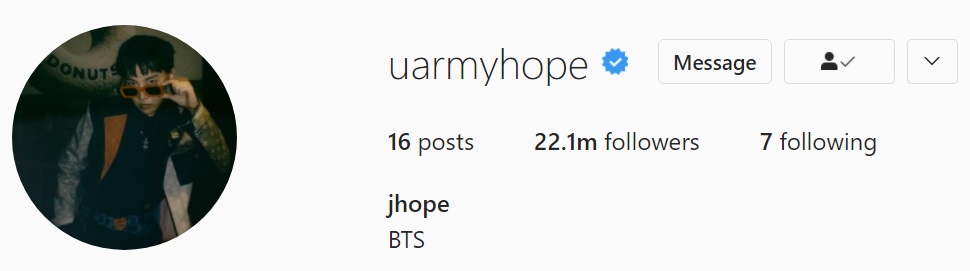 BTS J-Hope Personal Instagram Account per December 14 at 6 AM KST