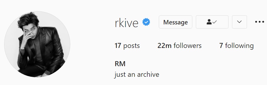 BTS RM Personal Instagram Account per December 14 at 6 AM KST