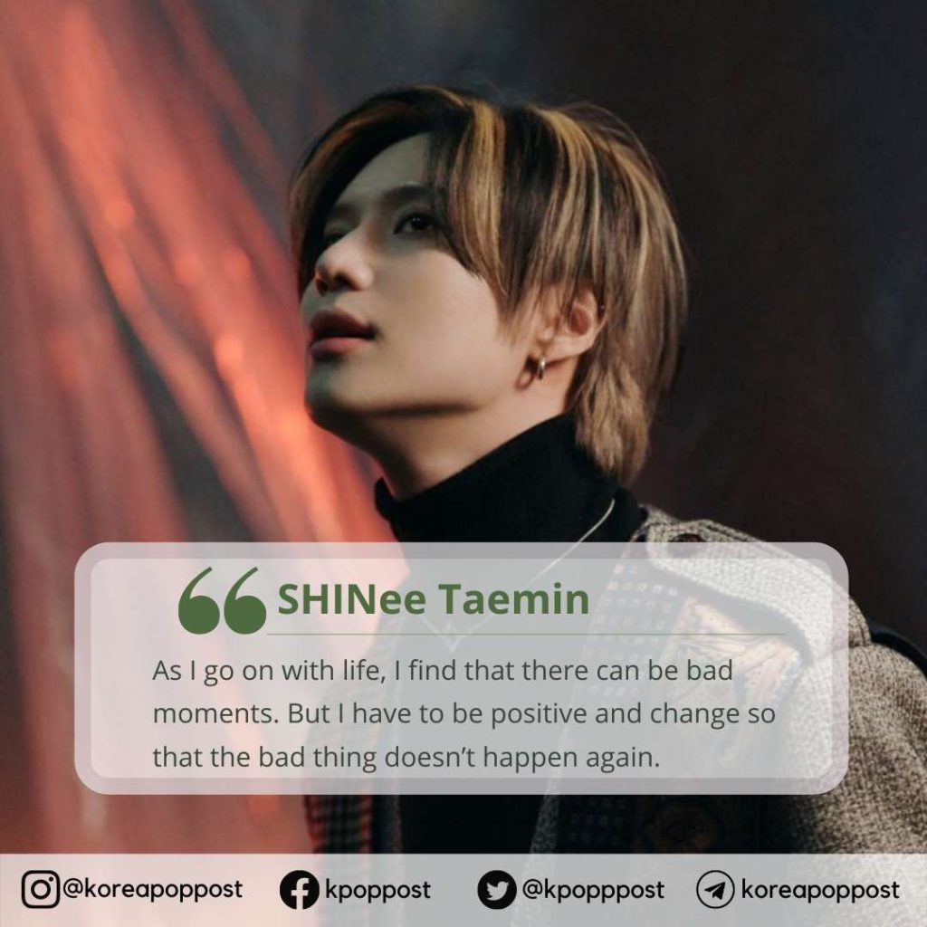 Kpop male idols SHINee Taemin powerful inspirational quote