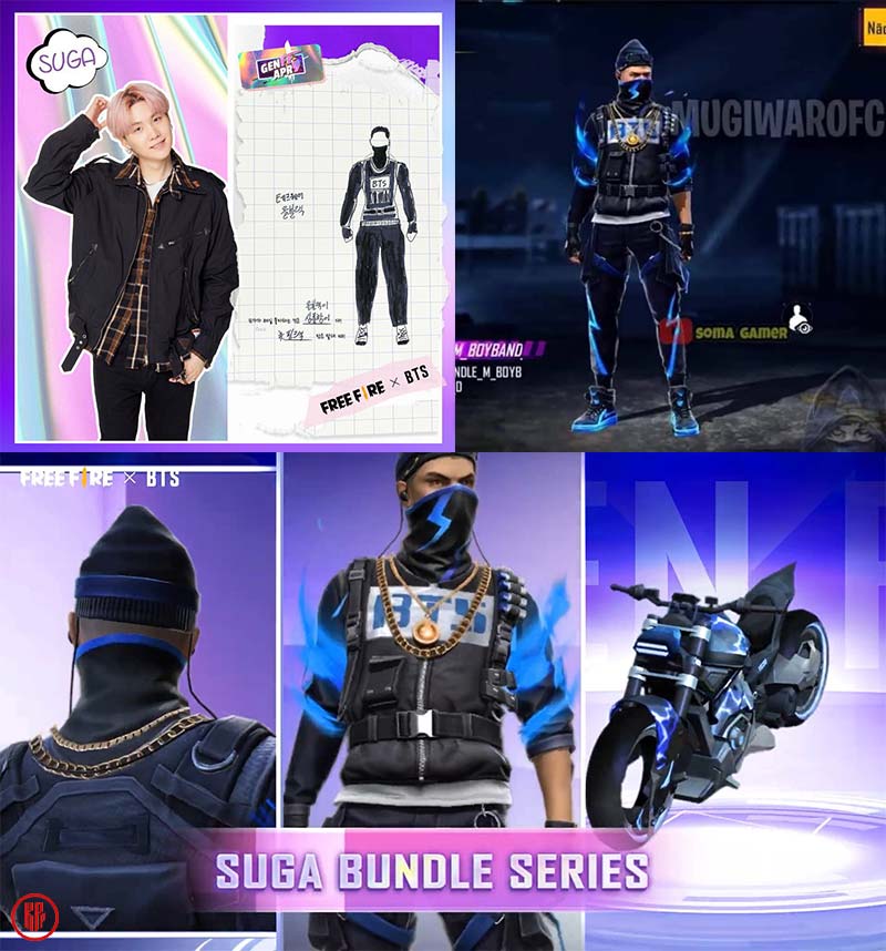 Free Fire character skin and bundle by BTS Suga. | Twitter