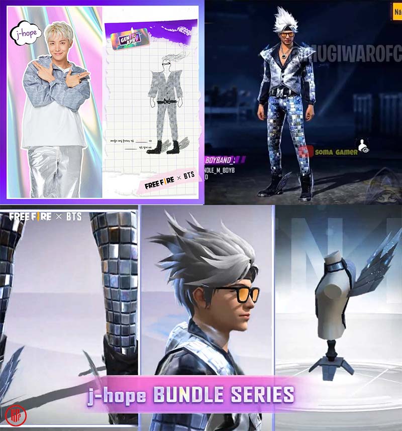 Free Fire character skin and bundle by BTS J-Hope. | Twitter