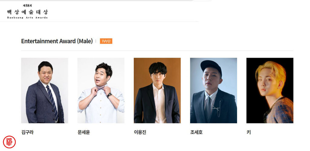 Best Entertainer (Male) Baeksang Awards 2022. | BAA Official Website