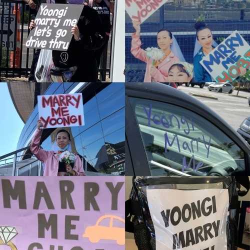 Yoongi marry me signs during BTS concert