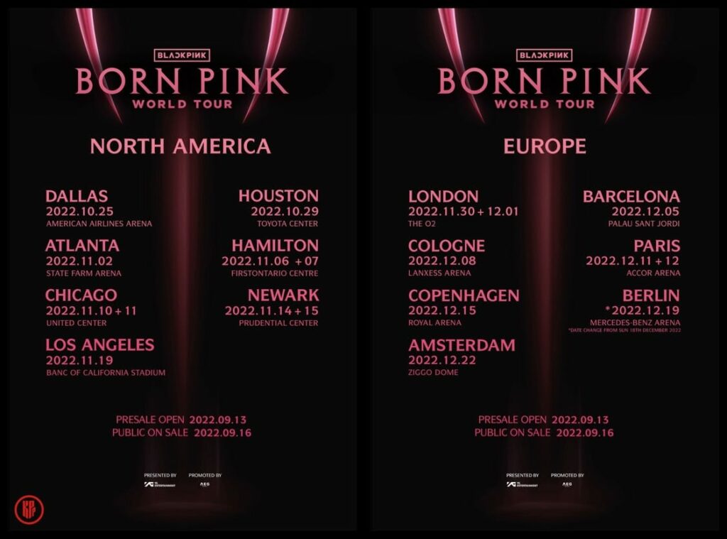 blackpink born pink tour schedule