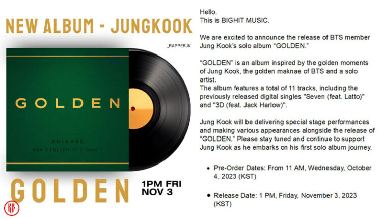 BTS Jungkook Solo Album, “GOLDEN”: First Look And Release Date - KPOPPOST