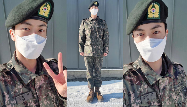 BTS Jin in military uniform