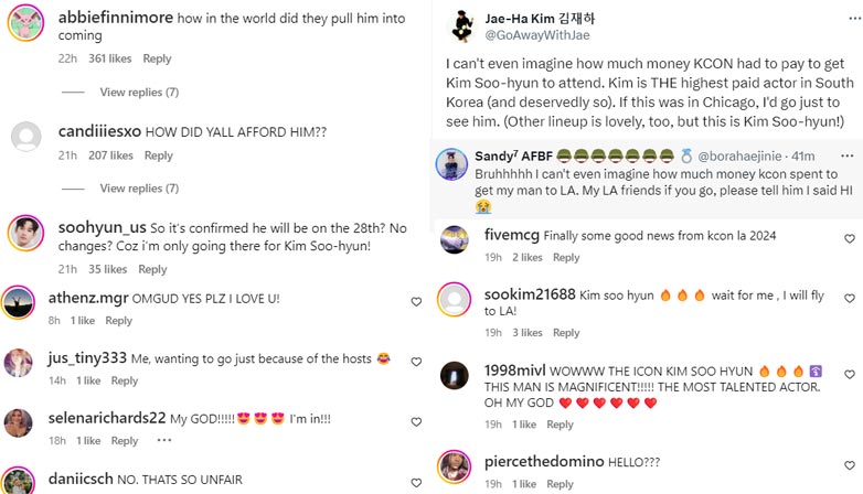 Fans cannot believe Kim Soo Hyun is hosting KCON LA 2024. 