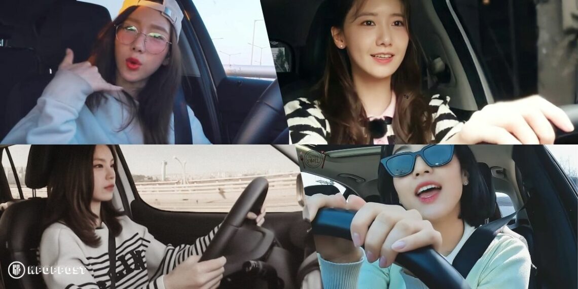 female kpop idols driving cars