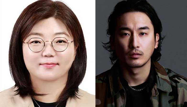 HYBE-appointed ADOR CEO Kim Ju Young and NewJeans “Ditto” MV director Shin Woo Seok. | Multiple Sources