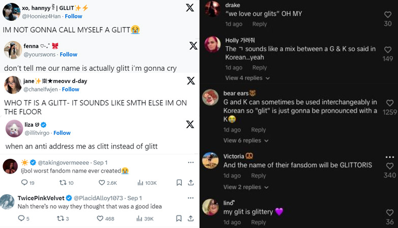 Comments from international fans for the new name of ILLIT’s fandom. | TikTok and X