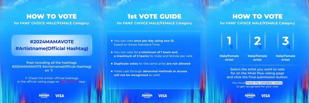 2024 MAMA Awards voting platform and guidelines on MnetPlus. | MnetMAMA Offcial X