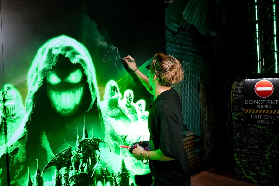 Jackson Wang visits Under the Castle Haunted House at Universal Studios Singapore