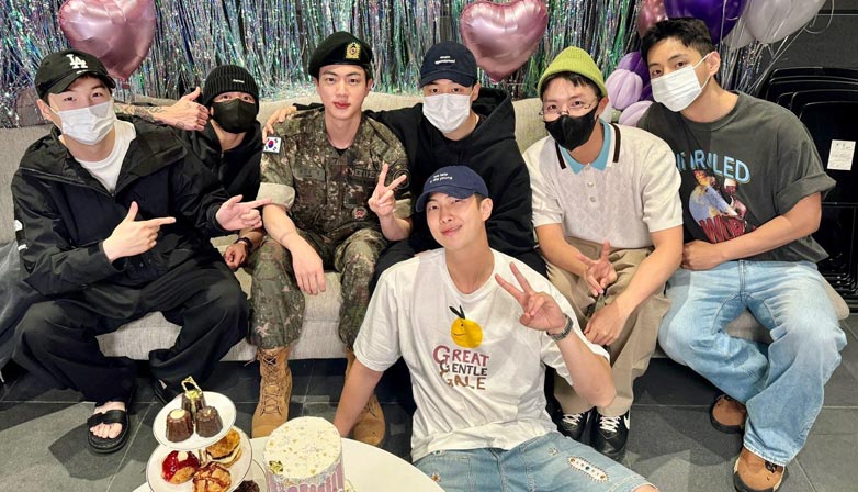 BTS at Jin’s military discharge live. | Reddit