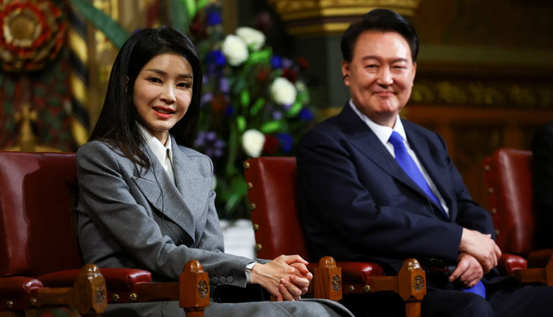 First Lady Kim Keon Hee & South Korea President Yoon Suk Yeol. | Bloomberg