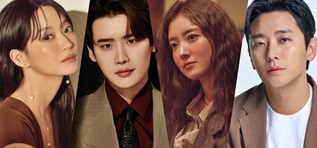 Left-right: Shin Min Ah, Lee Jong Suk, Lee Se Young, and Ju Ji Hoon | Multiple sources.