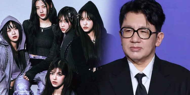 NewJeans and HYBE Chairman Bang Si Hyuk. | Multiple Sources