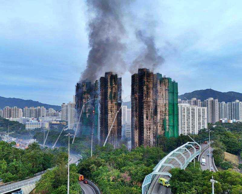 The damaged apartments of Wang Fuk Court, Tai Po, Hong Kong | Tyrone Siu/Reuters