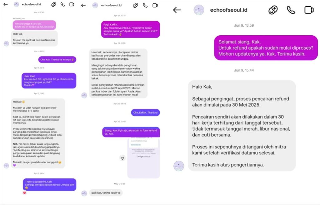 Ms. F's Instagram message proofs