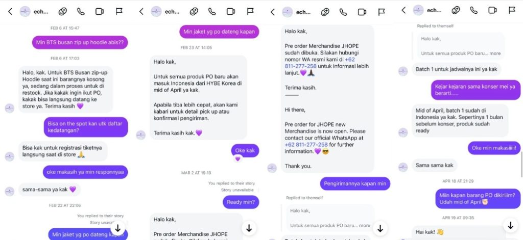 Ms. S' Instagram message proofs