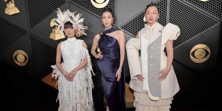 EJAE, Audrey Nuna, and Rei Ami in Grammy Getty Images