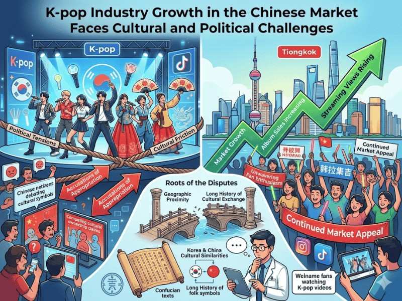 K-pop Industry Growth in the Chinese Market Faces Cultural and Political Challenges | Created by AI