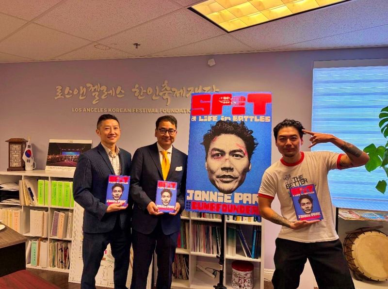 (Left to right) Paul Kim, Alex Cha, and Jonnie Park (Dumbfoundead) | LA Korean Festival Foundation